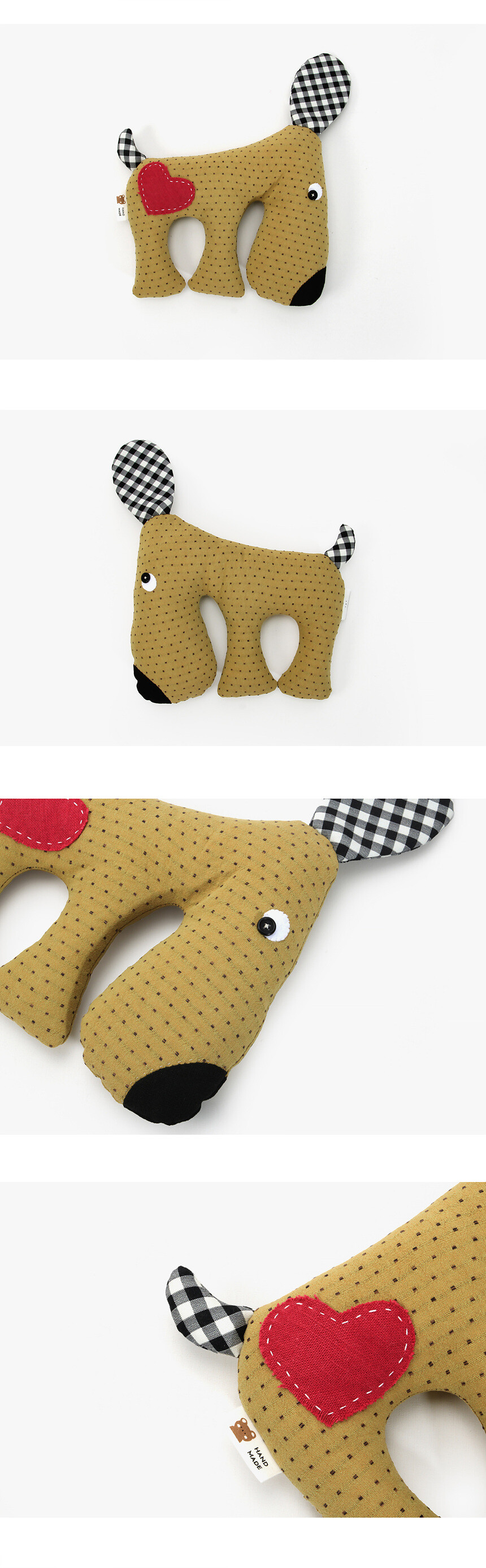 킁킁도그인형제품컷과치수안내,가로25cm세로23cm,앞뒤디자인비교,퀼트인형소품만들기패키지