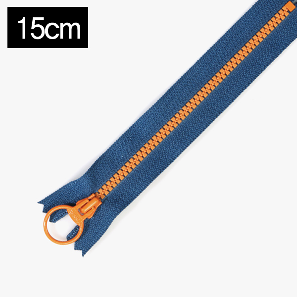 [YKK] 비슬론 콤비 지퍼 3호(15cm) - 네이비(오렌지)