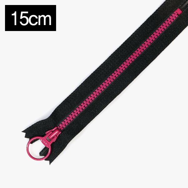 [YKK] 비슬론 콤비 지퍼 3호(15cm) - 블랙(레드퍼플)
