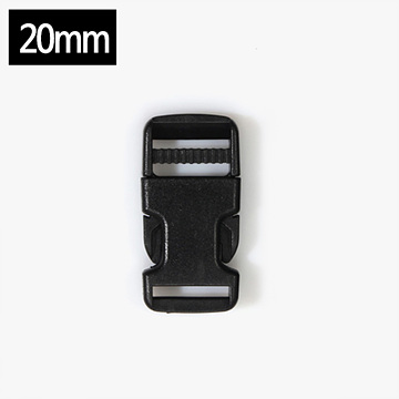 [가방부자재] 웨빙끈용 플라스틱 버클 (20mm) - 검정 (개)