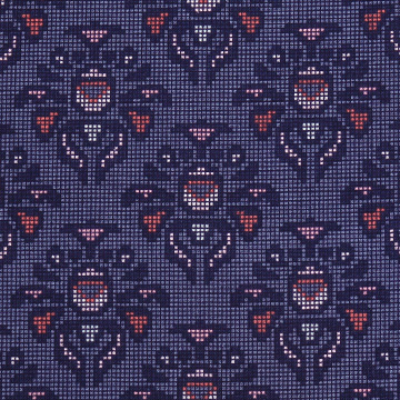 [라일리블레이크] 미드나잇 로즈 다마스크 프린트원단 - 네이비 (1/2Yd)