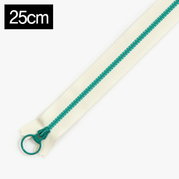 [YKK] 비슬론 콤비 지퍼 3호(25cm) - 마시멜로우(에메랄드) (개)
