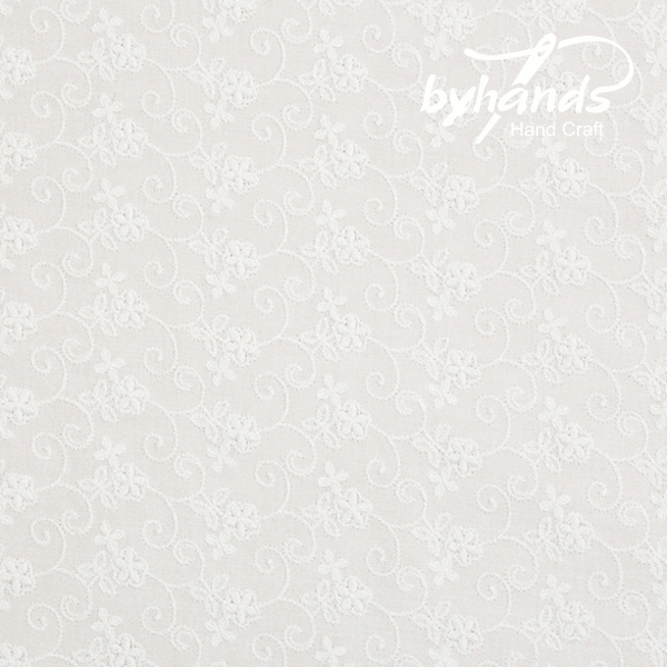 [바이핸즈] 대폭 초롱꽃 아일렛 레이스원단 - 아이화이트 (EYL-0011)