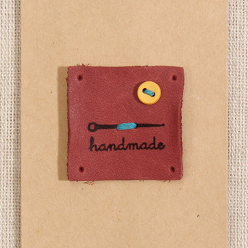 [장식부자재] 핸드메이드 바늘 천연 워싱 가죽라벨 - 레드 (개)