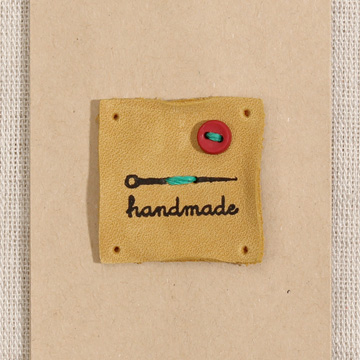 [장식부자재] 핸드메이드 바늘 천연 워싱 가죽라벨 - 옐로우 (개)