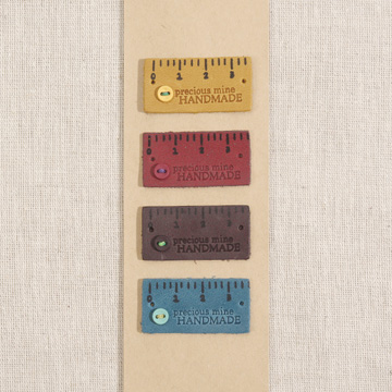 [장식부자재] 핸드메이드 줄자 천연 워싱 가죽라벨 - 4색 SET (개)