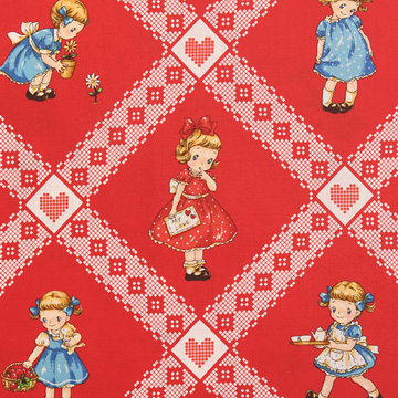 [퀼트게이트] 디어 리틀 월드 마가렛 앤 소피 12 프린트원단 - 레드 (1/2Yd)