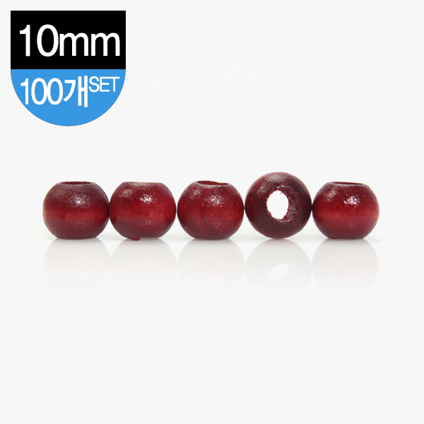 퀼트의시작은? 엔조이퀼트와 함께,[장식부자재] 나무 장식 구슬 10mm 100개 1SET - 빨강
