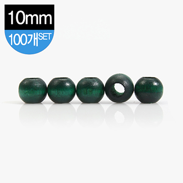 [장식부자재] 나무 장식 구슬 10mm 100개 1SET - 녹색 (set)