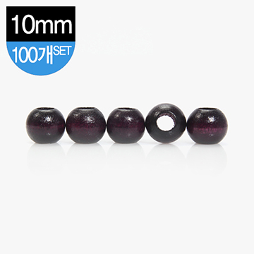 [장식부자재] 나무 장식 구슬 10mm 100개 1SET - 보라 (set)
