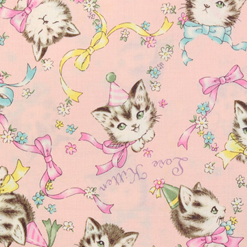 [퀼트게이트] 디어 리틀 월드 리틀 키튼 12 프린트원단 - 핑크 (1/2Yd)