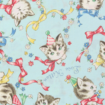 [퀼트게이트] 디어 리틀 월드 리틀 키튼 12 프린트원단 - 스카이민트 (1/2Yd)