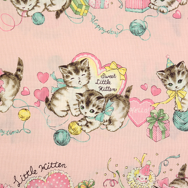 [퀼트게이트] 디어 리틀 월드 리틀 키튼 11 프린트원단 - 핑크