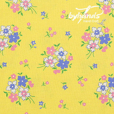 [바이핸즈] DTP 들꽃 피드색 컬러 프린트원단 - 옐로우 (1/2Yd)