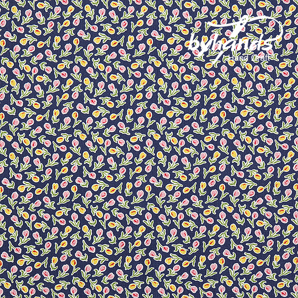 [바이핸즈] DTP 튤립 피드색 컬러 프린트원단 - 네이비