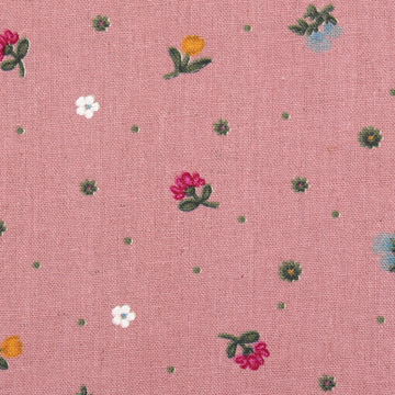 [국산린넨] 대폭 미니 정원 린넨 프린트원단 - 핑크 (1/2Yd)