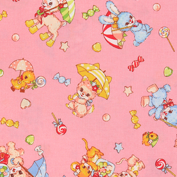 [코스모] 버니 랜드 01 시팅 프린트원단 - 핑크 (1/2Yd)