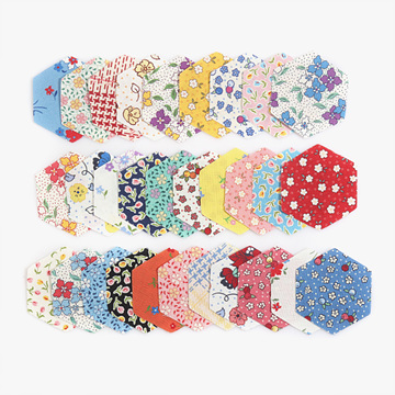 [원단패키지] 바이핸즈 피드색 컬러 헥사곤 조각원단 60장 세트 - 2cm BHX-0004 (set)