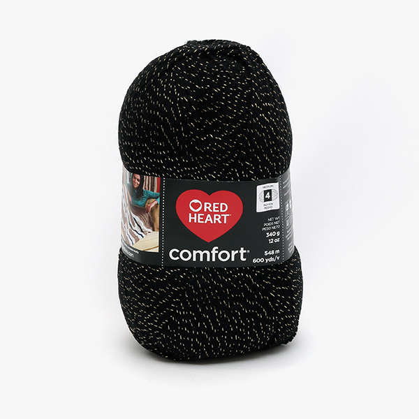 [코츠] (대용량 뜨개실) 컴포트 심머 펄 털실 340g (548m) - 블랙/골드