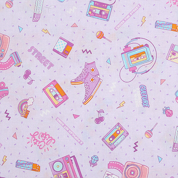 [코스모] 80s 레트로 시팅 프린트원단 - 퍼플 (1/2Yd)