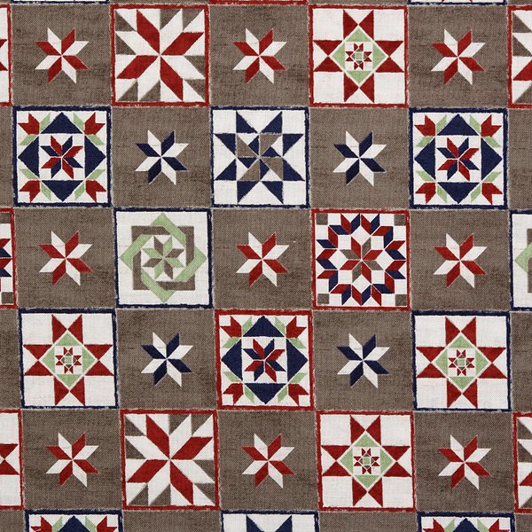 [라일리블레이크] 반 퀼트 패치워크 프린트원단 - 브라운