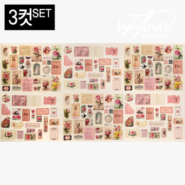 [바이핸즈] 대폭 DTP 빈티지 로즈 샵 하프 린넨 프린트 커트지 140cm x 78cm 3컷 1SET(EYCD-07) (개)
