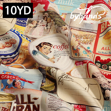 [바이핸즈] 대폭 DTP 빈티지 마켓 하프 린넨 프린트 원단 10야드 1SET - 멀티 (EYCD-08 10YD) (개)