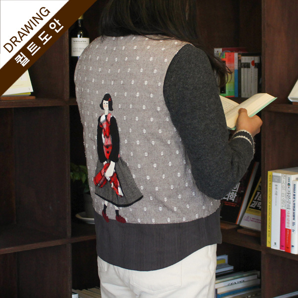 [바이핸즈] 퀼트도안 - 머플러 소녀 조끼와 퍼 목도리 세트 (개)