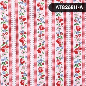 [유와] 마츠마야 아츠코 튤립 리본 프린트원단 - AT826811 ☆ (1/2Yd)