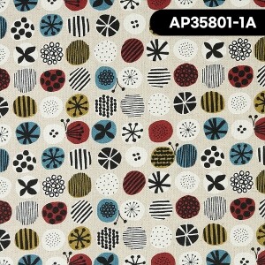 [코스모] 플라워 도트 린넨캔버스 프린트원단 - AP35801-1 ☆ (1/2Yd)