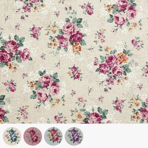 [코스모] 올드로즈 린넨캔버스 프린트원단 - AP41810-1 ☆ (1/2Yd)