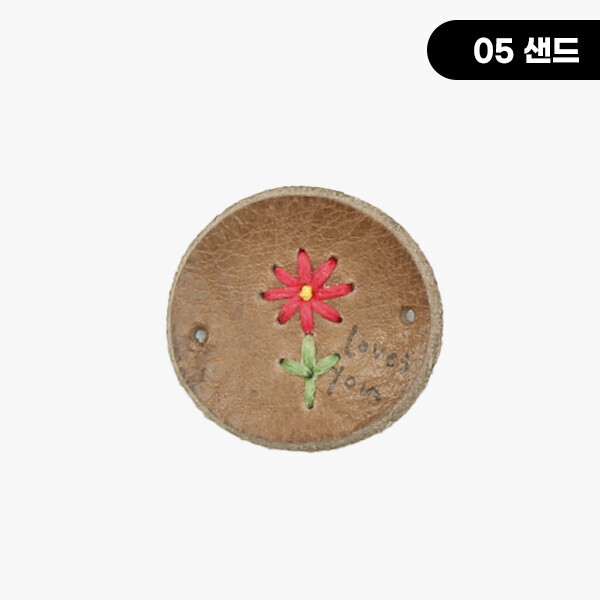 퀼트의시작은? 엔조이퀼트와 함께,[장식부자재] 타원형 꽃자수 핸드메이드 통가죽라벨 ※