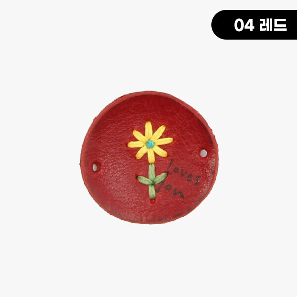 퀼트의시작은? 엔조이퀼트와 함께,[장식부자재] 타원형 꽃자수 핸드메이드 통가죽라벨 ※