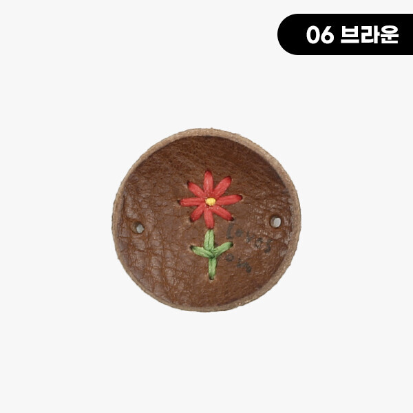 퀼트의시작은? 엔조이퀼트와 함께,[장식부자재] 타원형 꽃자수 핸드메이드 통가죽라벨 ※