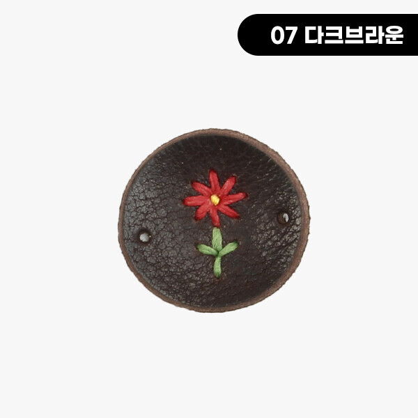 퀼트의시작은? 엔조이퀼트와 함께,[장식부자재] 타원형 꽃자수 핸드메이드 통가죽라벨 ※