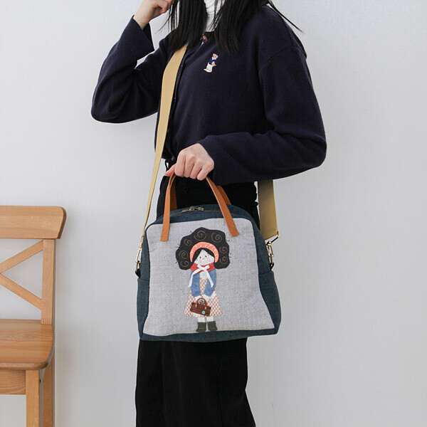 [바이핸즈] 퀼트패키지 가방 - 뽀글소녀 토트백