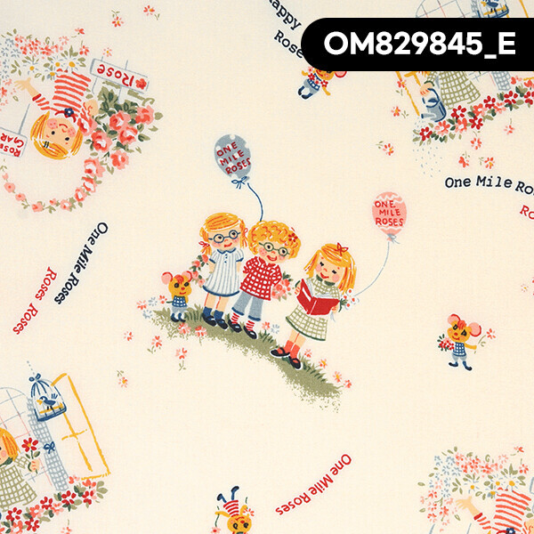 퀼트의시작은? 엔조이퀼트와 함께,[유와] 원마일 로제즈 해피메이트 프린트원단 - OM829845 (1/4yd)☆
