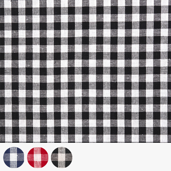 [수입원단] 대폭 하프 린넨원단 베이직 체크 면원단 ☆