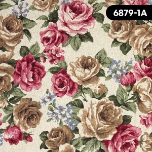 [일본수입원단] 프리미엄 빅로즈 린넨 캔버스원단 - 6789-1 ☆ (1/2Yd)