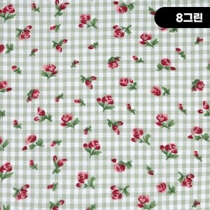 [수입원단] 빈티지 체크 로즈 프린트원단 7000-1 ☆ (1/2Yd)