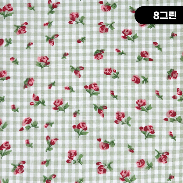 퀼트의시작은? 엔조이퀼트와 함께,[수입원단] 빈티지 체크 로즈 프린트원단 7000-1 ☆