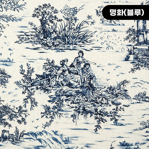 퀼트의시작은? 엔조이퀼트와 함께,[국산린넨] 대폭 린넨천 뜨왈드주이 빈티지 프린트원단 - 명화 ☆