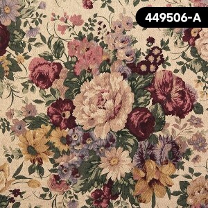 [유와] 앤틱 플라워 린넨 프린트원단 - 449506 ☆ (1/2Yd)
