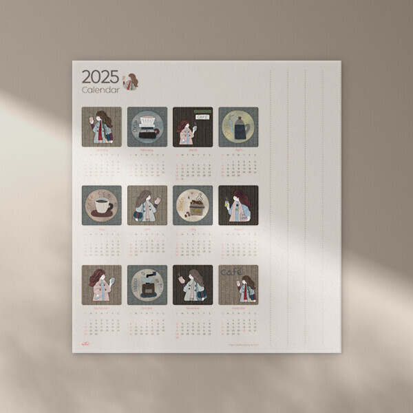 퀼트의시작은? 엔조이퀼트와 함께,[바이핸즈] 2025 달력 커트지 - 커피소녀 + 완제품 ☆