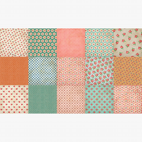 퀼트의시작은? 엔조이퀼트와 함께,로즈 플라워 패치워크 하프린넨 커트지 140cm x 84cm