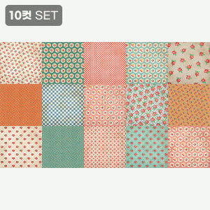 로즈 플라워 패치워크 하프린넨 커트지 140cm x 84cm - 10컷 1세트 (개)