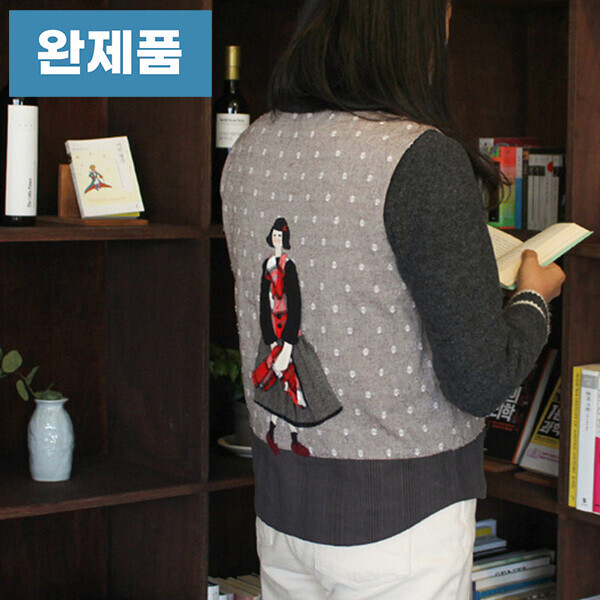 [바이핸즈] 퀼트완제품 소품 - 머플러 소녀 조끼와 퍼 목도리 세트