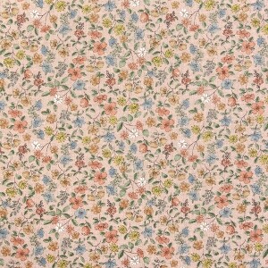 [국산린넨] 대폭 스칼렛플라워 린넨 프린트원단 - 핑크 (1/2Yd)