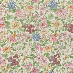 [국산린넨] 대폭 사파이어플로라 린넨 프린트원단 - 내츄럴 (1/2Yd)