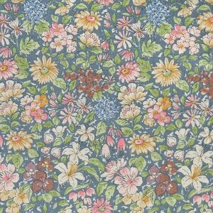 [국산린넨] 대폭 사파이어플로라 린넨 프린트원단 - 블루 (1/2Yd)